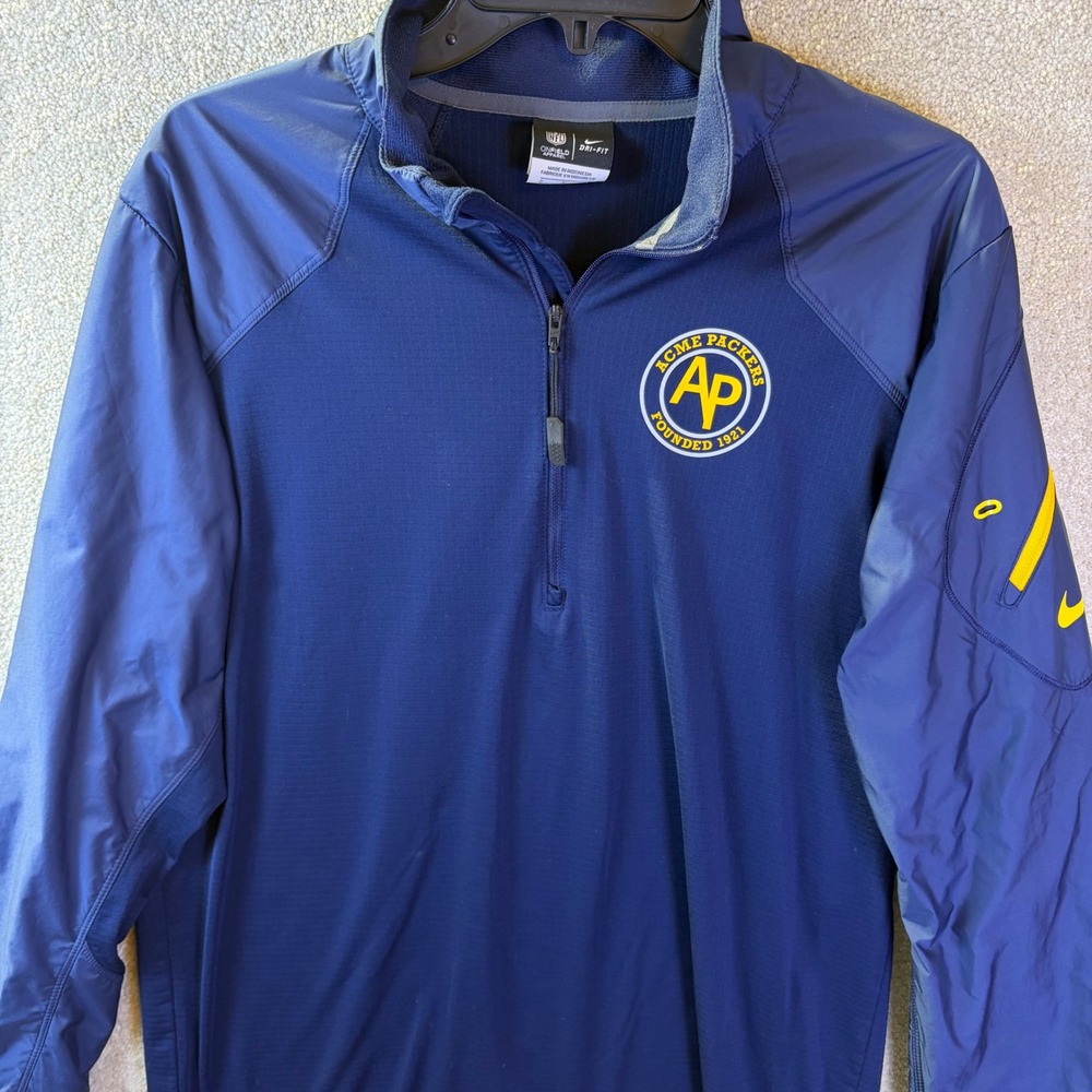 Nike Acme Green Bay Packers NFL Dri-Fit Training Jacket 1/4 Zip Mens Small Blue